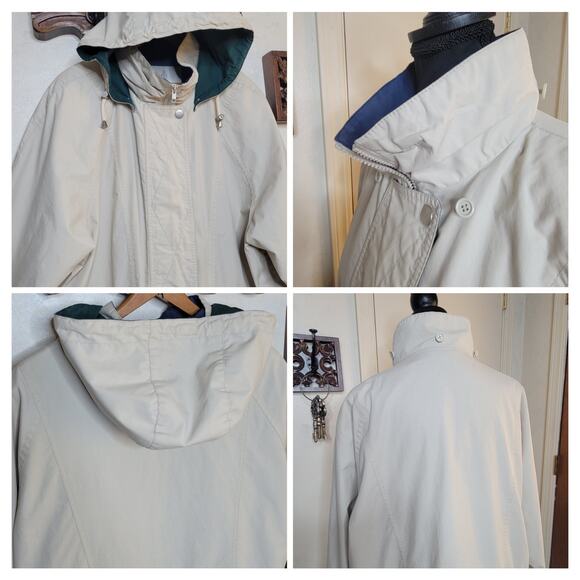 VTG London Fog Mens Lightweight Khaki Tan Cargo Parka Jacket Removable Hood✨️XL - Picture 8 of 16